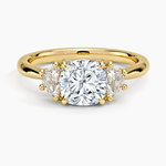 Half Moon Three Stone Diamond Ring (1/4 ct. tw.) Yellow Gold 18k Cushion Engagement Ring