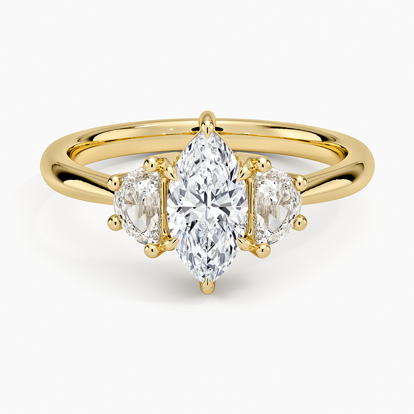 Half Moon Three Stone Diamond Ring (1/4 ct. tw.) Yellow Gold 18k Marquise Engagement Ring