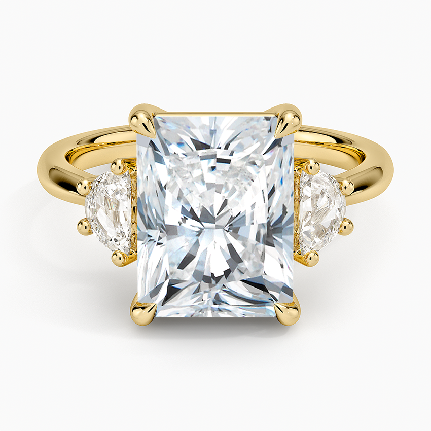 Half Moon Three Stone Diamond Ring (1/4 ct. tw.) Yellow Gold 18k Radiant Engagement Ring