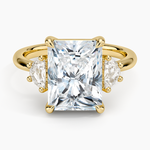Half Moon Three Stone Diamond Ring (1/4 ct. tw.) Yellow Gold 18k Radiant Engagement Ring