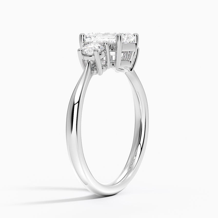 Selene Three Stone Diamond Ring (1/3 ct. tw.) Platinum Emerald Engagement Ring