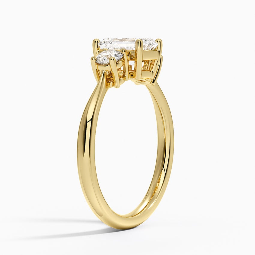 Selene Three Stone Diamond Ring (1/3 ct. tw.) Yellow Gold 18k Emerald Engagement Ring