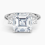Selene Three Stone Diamond Ring (1/3 ct. tw.) Platinum Asscher Engagement Ring