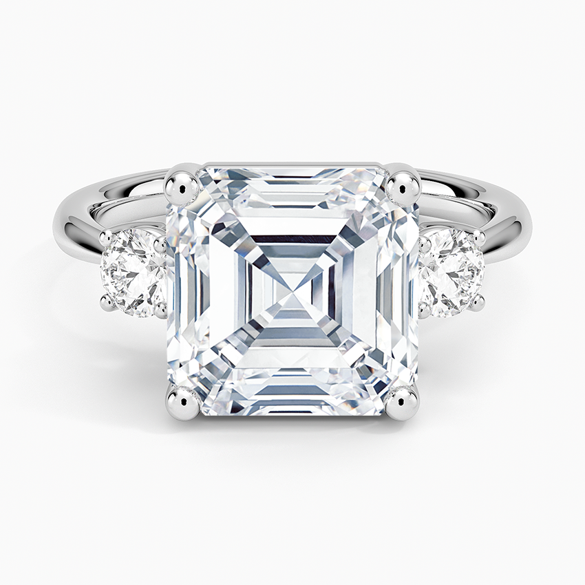 Selene Three Stone Diamond Ring (1/3 ct. tw.) Platinum Asscher Engagement Ring