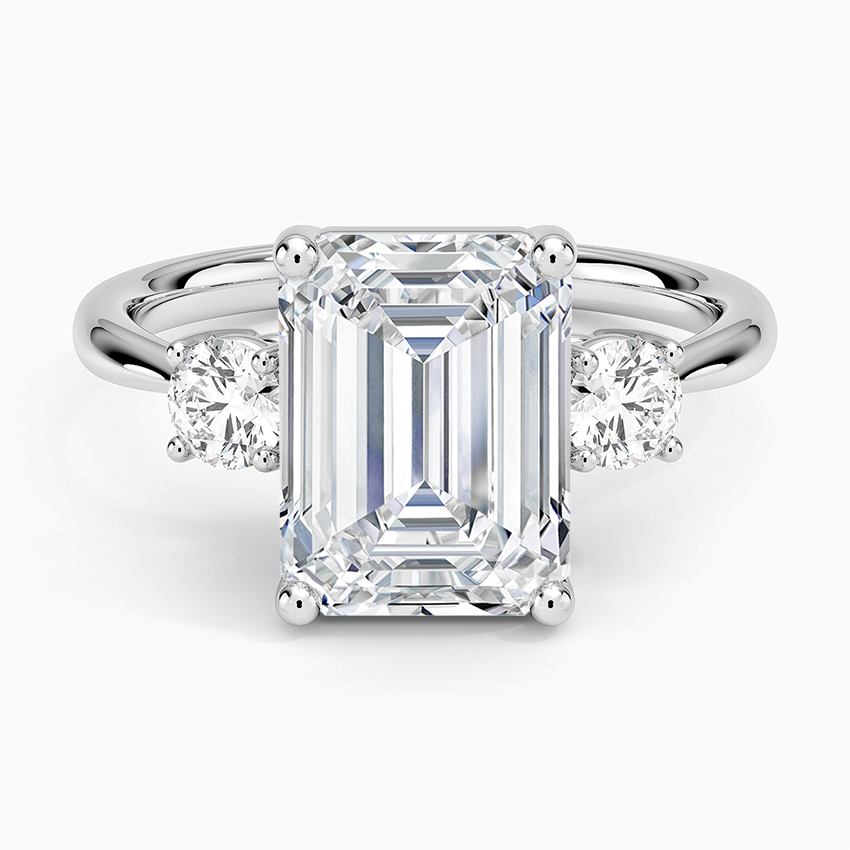Selene Three Stone Diamond Ring (1/3 ct. tw.) Platinum Emerald Engagement Ring