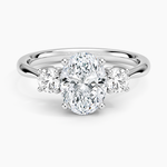 Selene Three Stone Diamond Ring (1/3 ct. tw.) Platinum Oval Engagement Ring