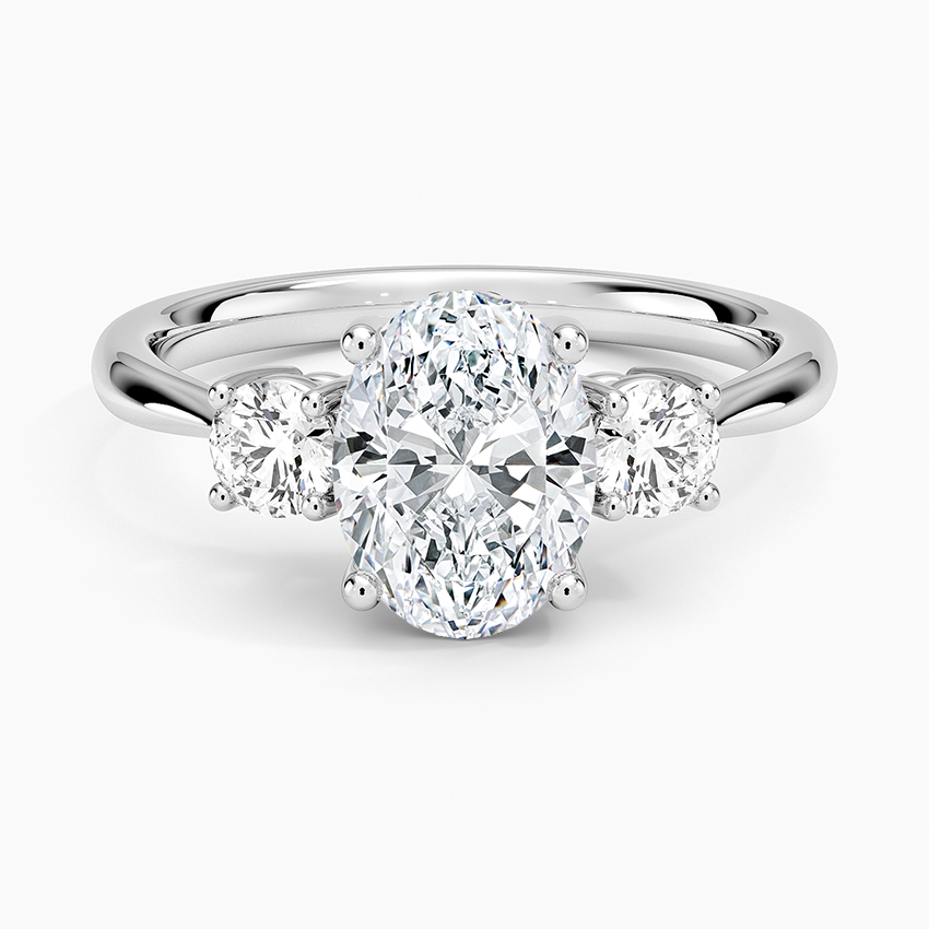 Selene Three Stone Diamond Ring (1/3 ct. tw.) Platinum Oval Engagement Ring