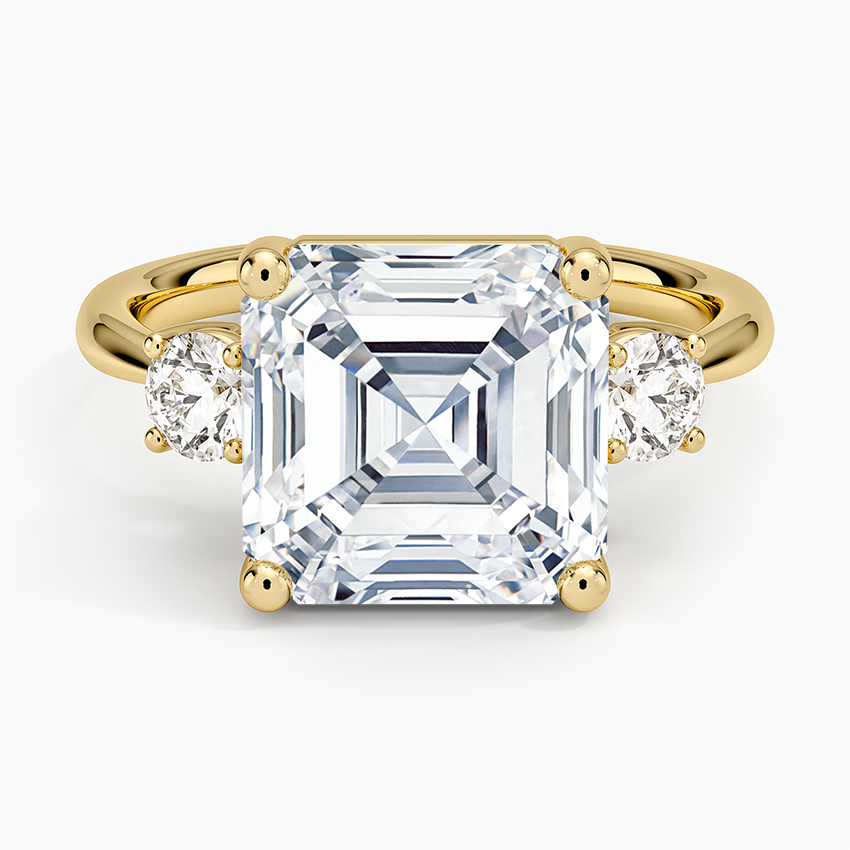 Selene Three Stone Diamond Ring (1/3 ct. tw.) Yellow Gold 18k Asscher Engagement Ring