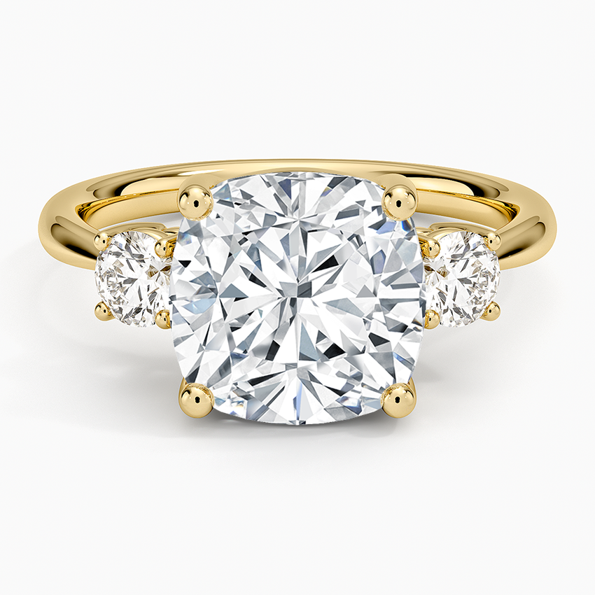 Selene Three Stone Diamond Ring (1/3 ct. tw.) Yellow Gold 18k Cushion Engagement Ring