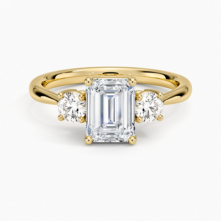 Selene Three Stone Diamond Ring (1/3 ct. tw.) Yellow Gold 18k Emerald Engagement Ring
