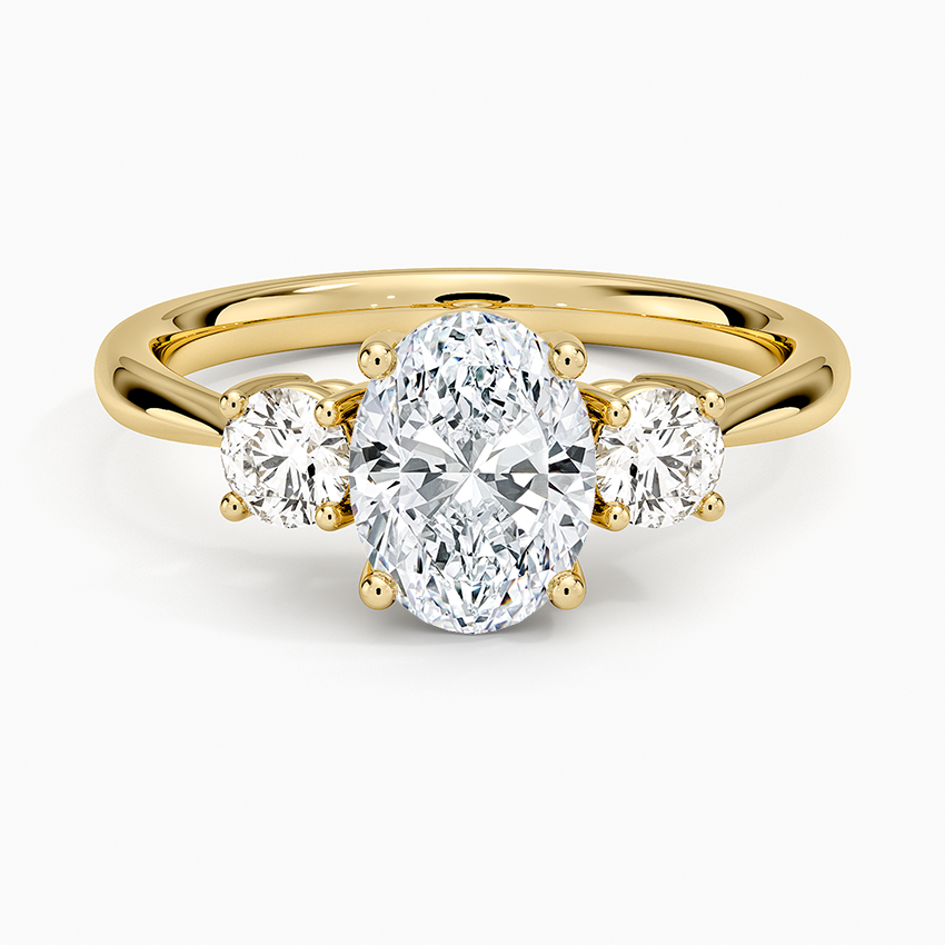 Selene Three Stone Diamond Ring (1/3 ct. tw.) Yellow Gold 18k Oval Engagement Ring
