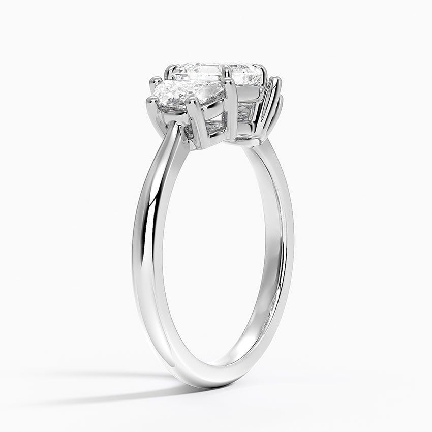 Half Moon Three Stone Diamond Ring (1/2 ct. tw.) Platinum Asscher Engagement Ring