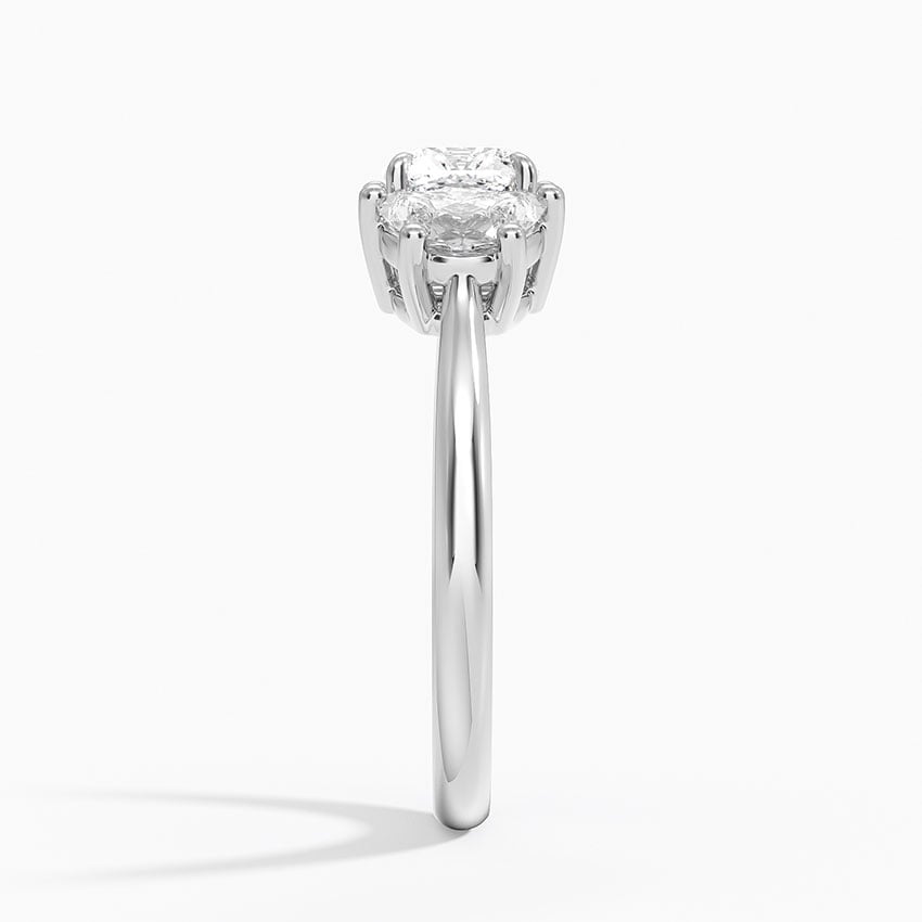 Half Moon Three Stone Diamond Ring (1/2 ct. tw.) Platinum Cushion Engagement Ring