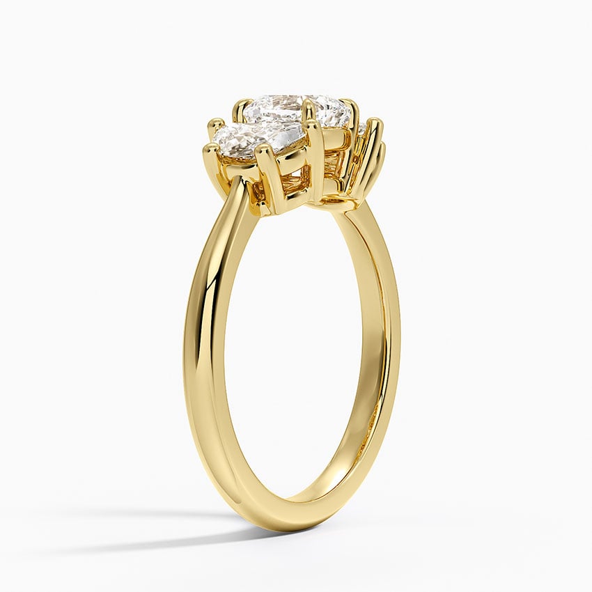 Half Moon Three Stone Diamond Ring (1/2 ct. tw.) Yellow Gold 18k Cushion Engagement Ring