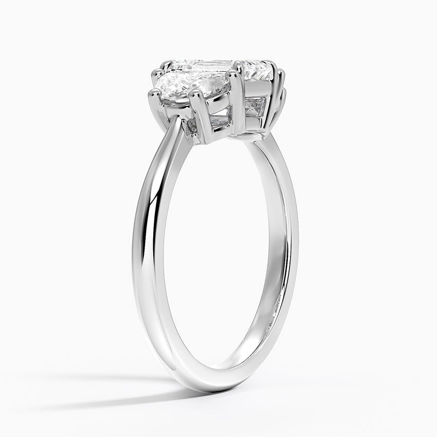 Half Moon Three Stone Diamond Ring (1/2 ct. tw.) Platinum Emerald Engagement Ring
