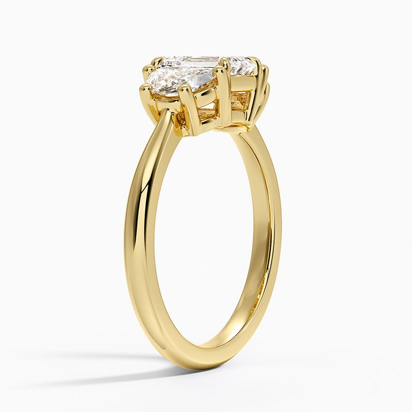 Half Moon Three Stone Diamond Ring (1/2 ct. tw.) Yellow Gold 18k Emerald Engagement Ring