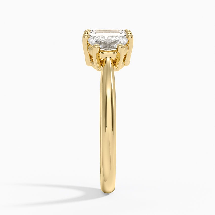 Half Moon Three Stone Diamond Ring (1/2 ct. tw.) Yellow Gold 18k Emerald Engagement Ring