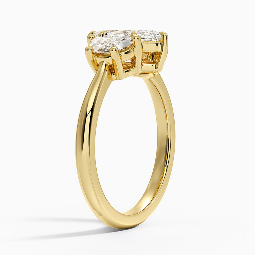 Half Moon Three Stone Diamond Ring (1/2 ct. tw.) Yellow Gold 18k Marquise Engagement Ring