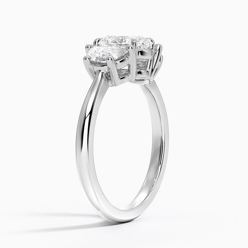 Half Moon Three Stone Diamond Ring (1/2 ct. tw.) Platinum Oval Engagement Ring