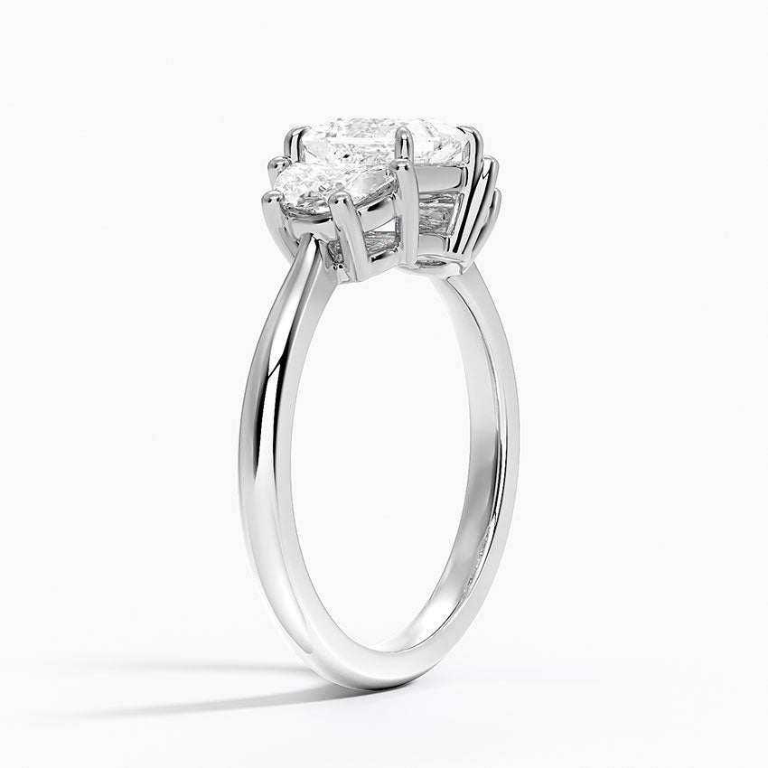 Half Moon Three Stone Diamond Ring (1/2 ct. tw.) Platinum Princess Engagement Ring