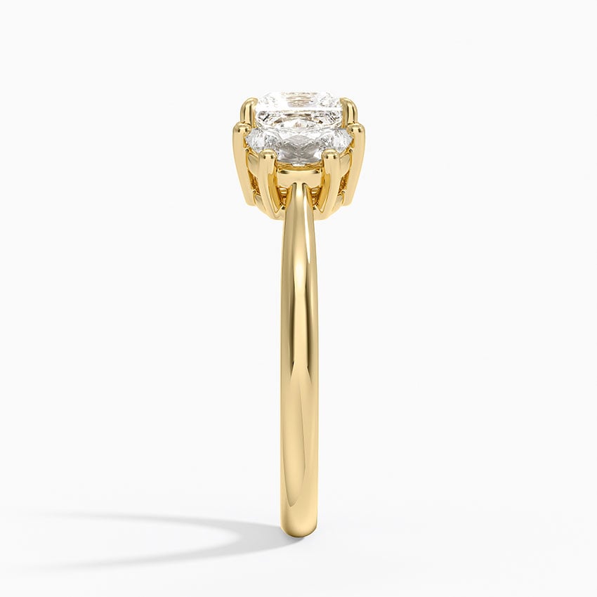 Half Moon Three Stone Diamond Ring (1/2 ct. tw.) Yellow Gold 18k Princess Engagement Ring