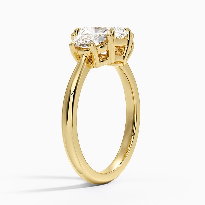 Half Moon Three Stone Diamond Ring (1/2 ct. tw.) Yellow Gold 18k Radiant Engagement Ring