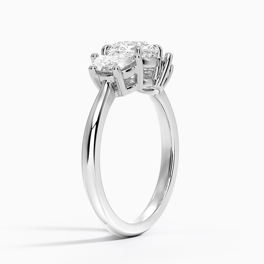 Half Moon Three Stone Diamond Ring (1/2 ct. tw.) Platinum Round Engagement Ring