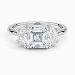 Half Moon Three Stone Diamond Ring (1/2 ct. tw.) Platinum Asscher Engagement Ring