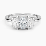 Half Moon Three Stone Diamond Ring (1/2 ct. tw.) Platinum Oval Engagement Ring