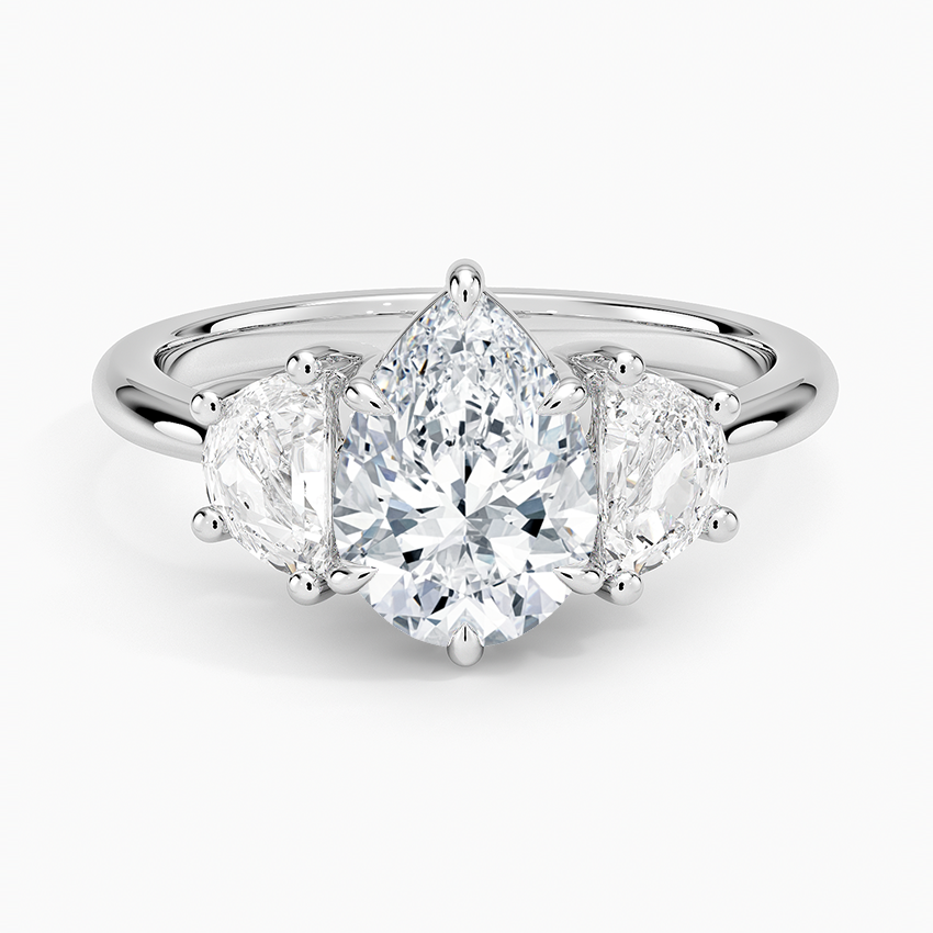 Half Moon Three Stone Diamond Ring (1/2 ct. tw.) Platinum Pear Engagement Ring