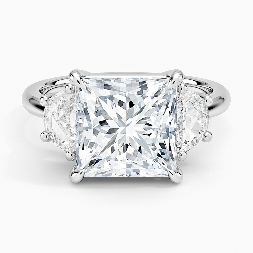 Half Moon Three Stone Diamond Ring (1/2 ct. tw.) Platinum Princess Engagement Ring