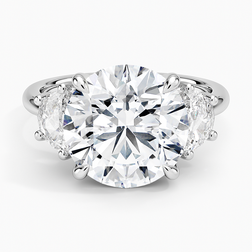 Half Moon Three Stone Diamond Ring (1/2 ct. tw.) Platinum Round Engagement Ring