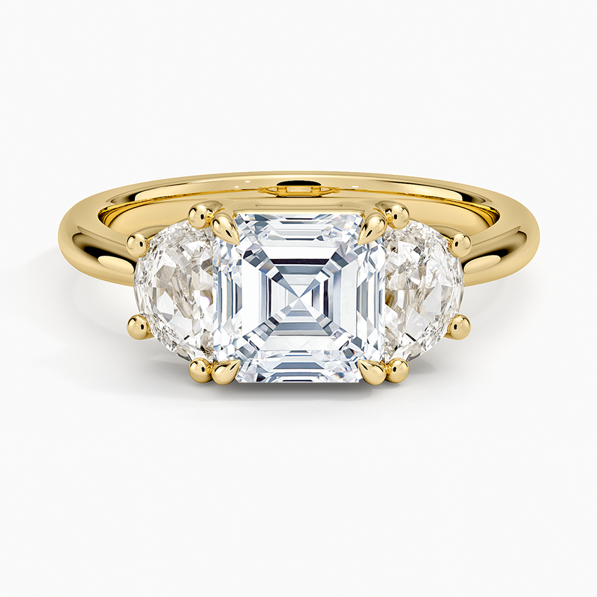 Half Moon Three Stone Diamond Ring (1/2 ct. tw.) Yellow Gold 18k Asscher Engagement Ring