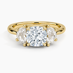 Half Moon Three Stone Diamond Ring (1/2 ct. tw.) Yellow Gold 18k Cushion Engagement Ring
