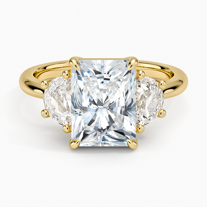 Half Moon Three Stone Diamond Ring (1/2 ct. tw.) Yellow Gold 18k Radiant Engagement Ring