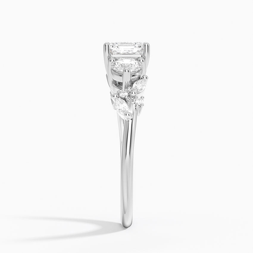 Arden Three Stone Diamond Ring Platinum Asscher Engagement Ring