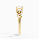 Arden Three Stone Diamond Ring Yellow Gold 18k Asscher Engagement Ring
