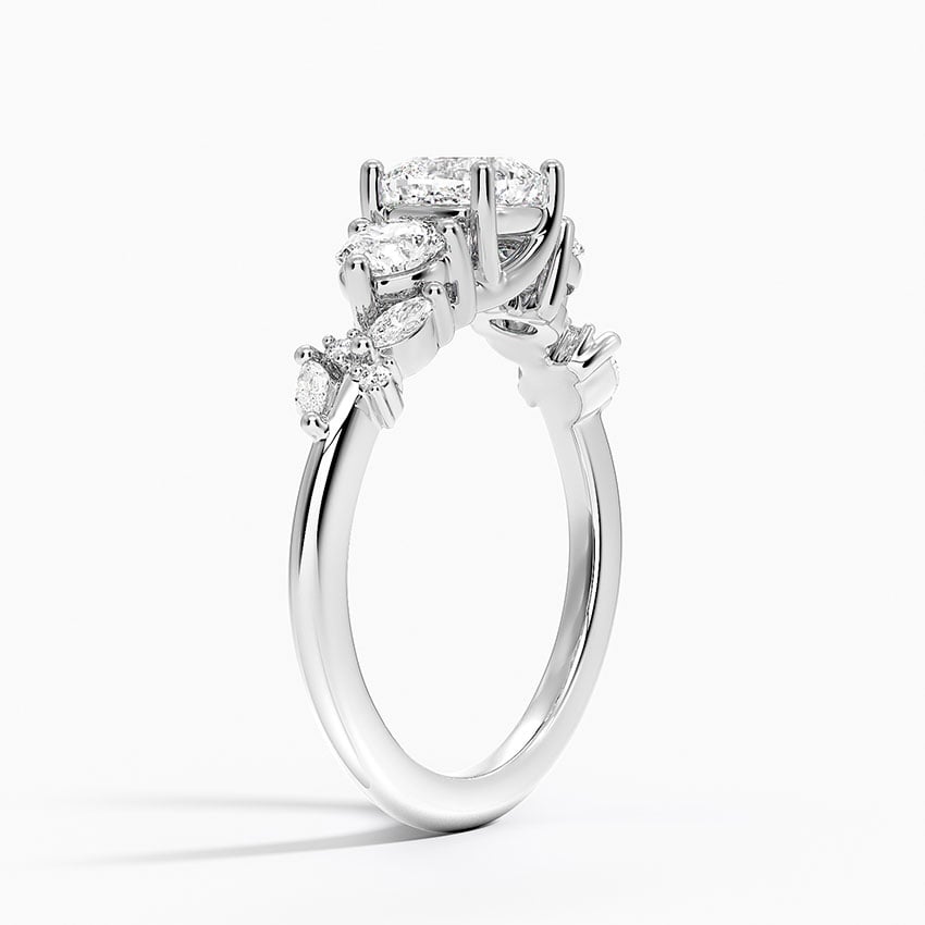 Arden Three Stone Diamond Ring Platinum Cushion Engagement Ring