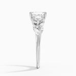 Arden Three Stone Diamond Ring Platinum Emerald Engagement Ring