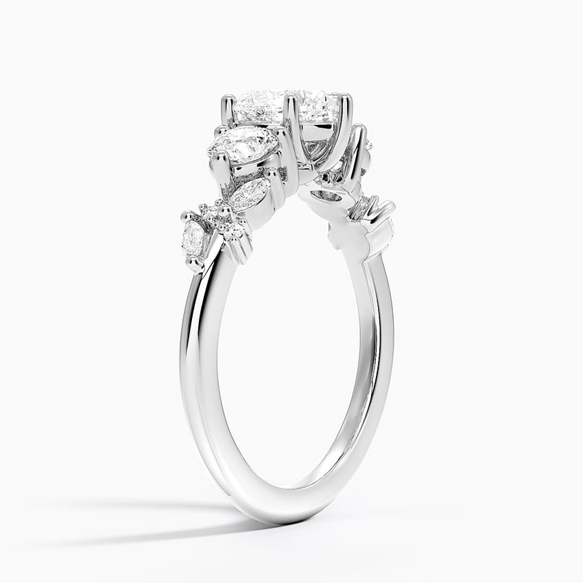 Arden Three Stone Diamond Ring Platinum Heart Engagement Ring