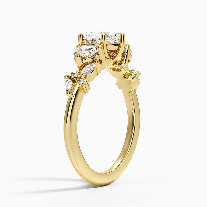 Arden Three Stone Diamond Ring Yellow Gold 18k Heart Engagement Ring