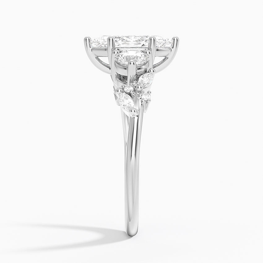 Arden Three Stone Diamond Ring Platinum Marquise Engagement Ring