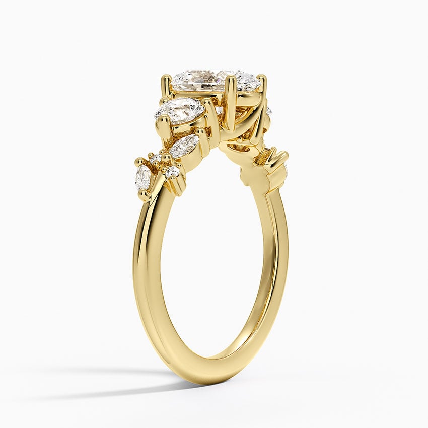 Arden Three Stone Diamond Ring Yellow Gold 18k Oval Engagement Ring