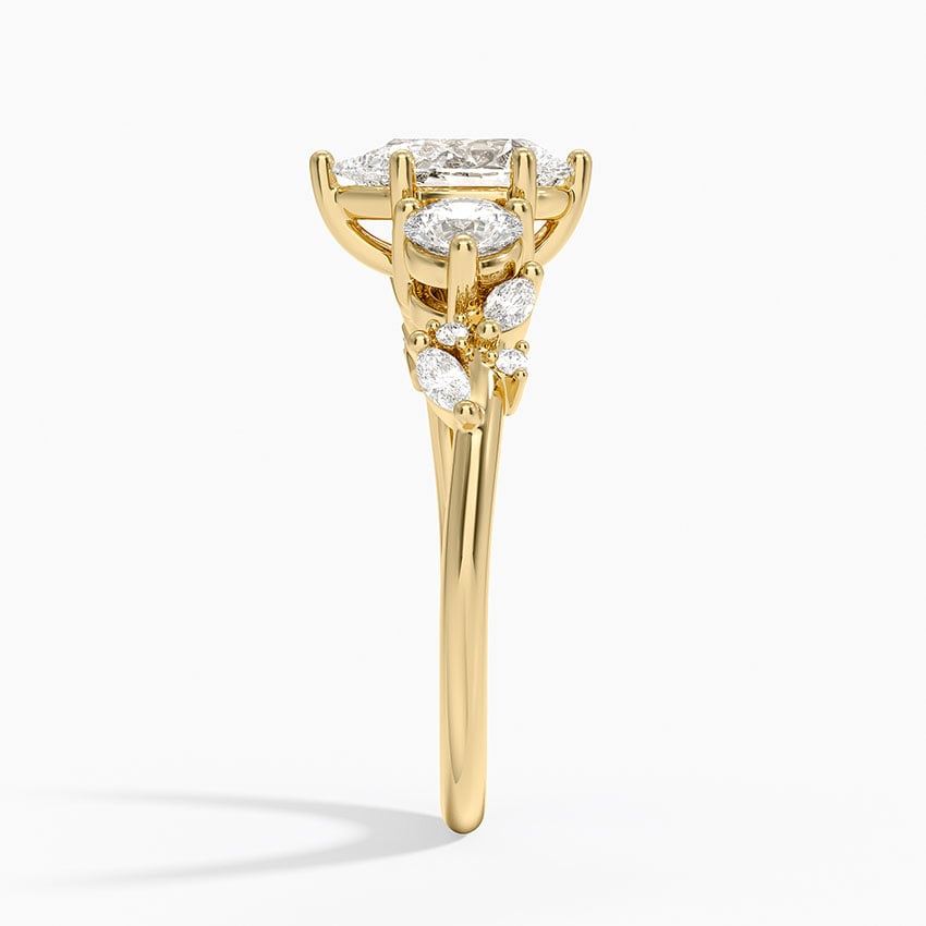 Arden Three Stone Diamond Ring Yellow Gold 18k Pear Engagement Ring