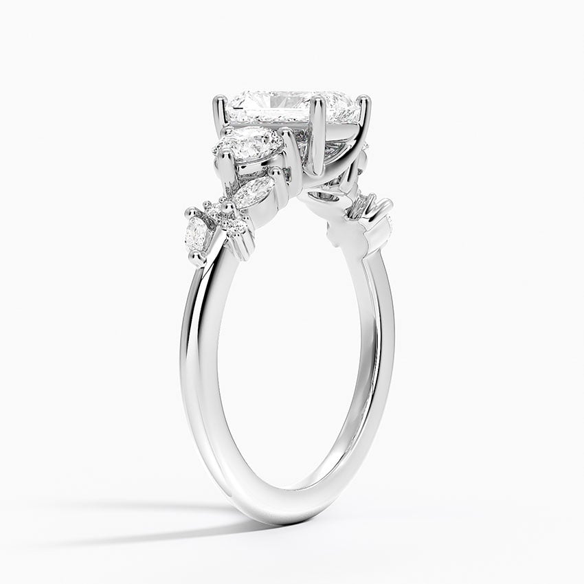 Arden Three Stone Diamond Ring Platinum Radiant Engagement Ring