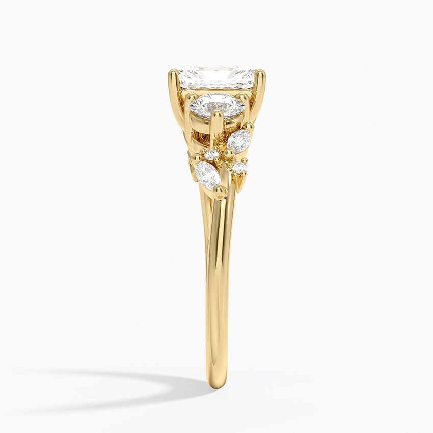Arden Three Stone Diamond Ring Yellow Gold 18k Radiant Engagement Ring