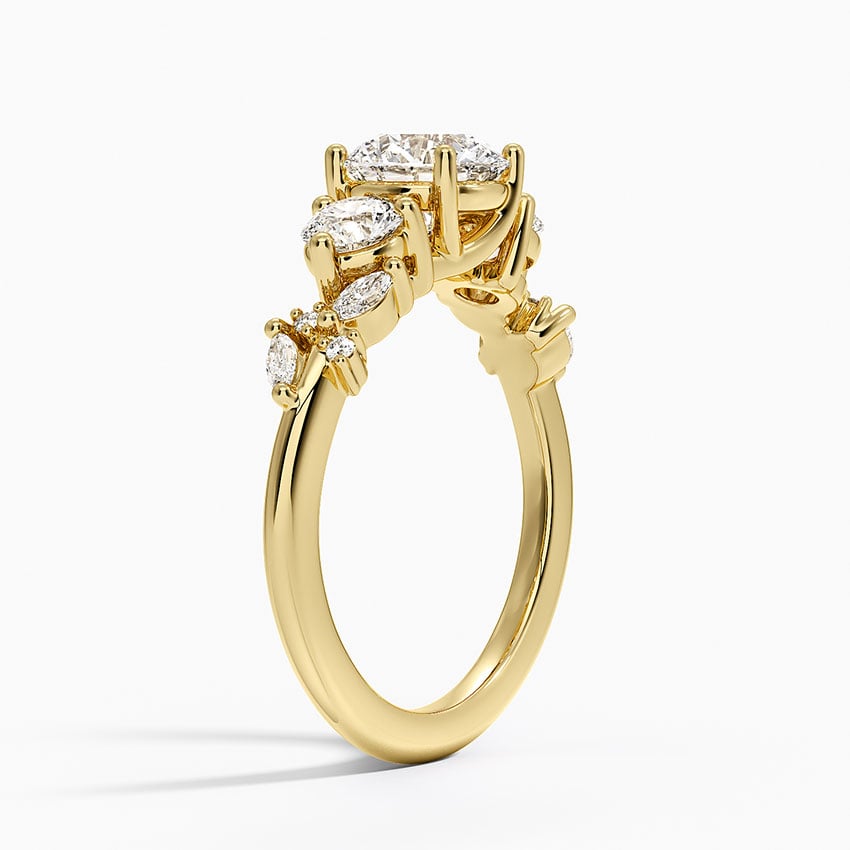 Arden Three Stone Diamond Ring Yellow Gold 18k Round Engagement Ring