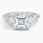 Arden Three Stone Diamond Ring Platinum Asscher Engagement Ring