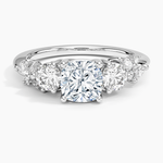 Arden Three Stone Diamond Ring Platinum Cushion Engagement Ring