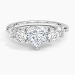 Arden Three Stone Diamond Ring Platinum Heart Engagement Ring